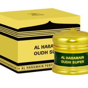 Al Haramain Oudh Super, a 50g jar of premium incense (bukhoor)