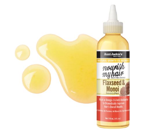 Aunt Jackie's Natural Growth Oil Blends Nourish My Hair Flaxseed & Monoi Oil - 4oz (118ml) Bulk Wholesale - Image 2