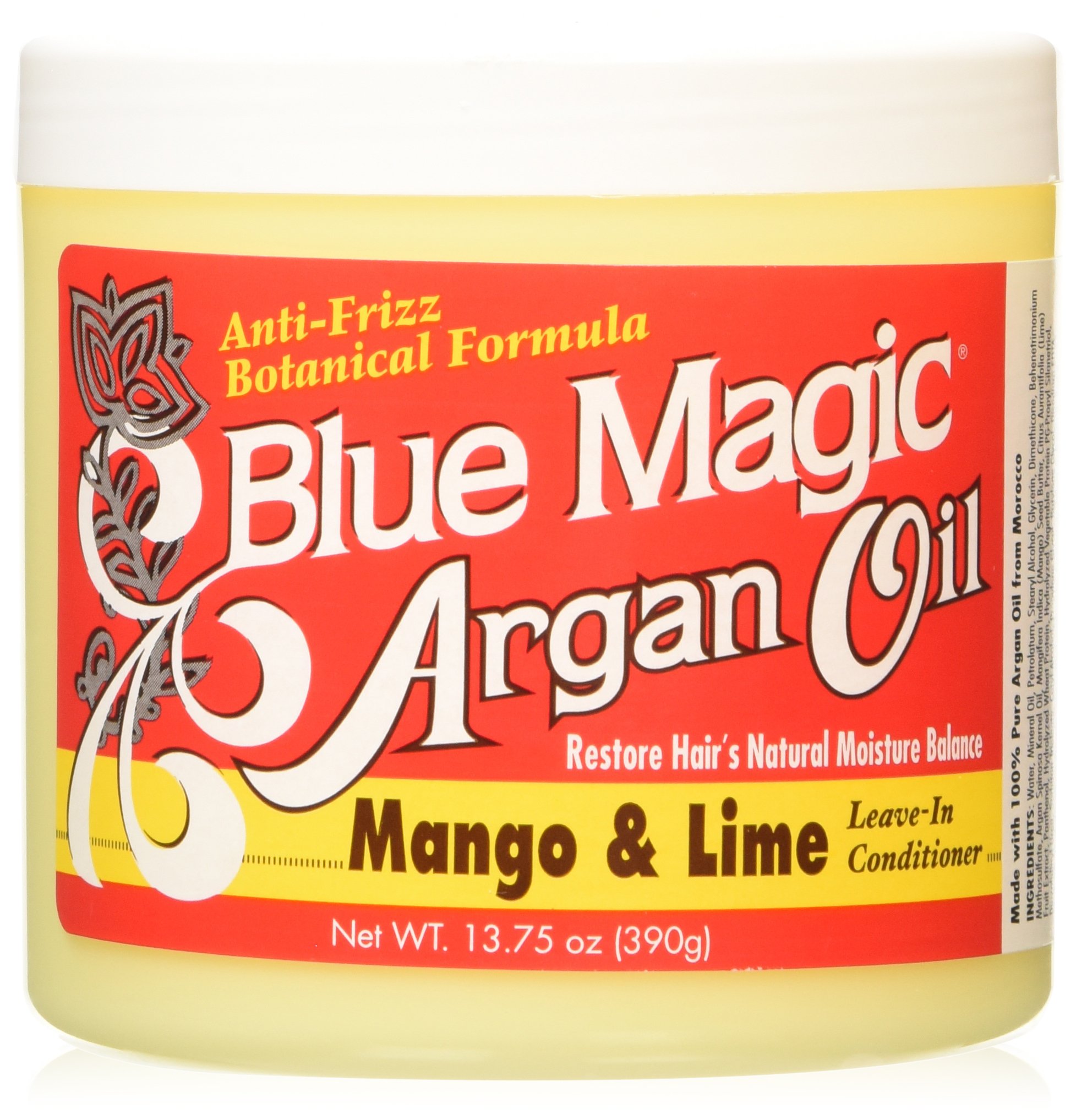 Blue Magic Argan Oil Mango & Lime Anti-Frizz Botanical Formula Leave-In Conditioner (13.75 oz / 390g) – Wholesale & Bulk Export