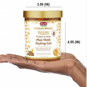African Pride Moisture Miracle Black Castor & Jojoba Oil Max Hold Styling Gel - 18oz (510g) Bulk Wholesale