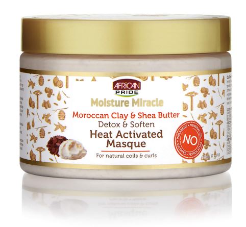 African Pride Moisture Miracle Moroccan Clay & Shea Butter Detox & Soften Heat Activated Masque (12 oz / 340g) – Wholesale & Bulk Export