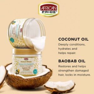 African Pride Moisture Miracle Coconut Oil & Baobab Oil Hydrate & Strengthen Leave-In Cream (15 oz / 425g) – Wholesale & Bulk Export